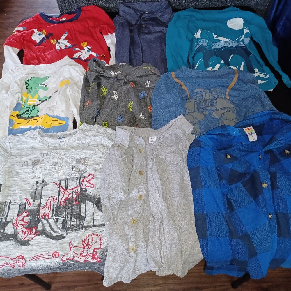 Lot of 9 Boys Shirts Size 4T. Dinosaurs, Yetis, Flannel, Robots